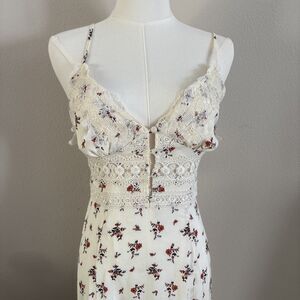 Anthropologie Free People New Floral Ivory Combo Dress Size Small